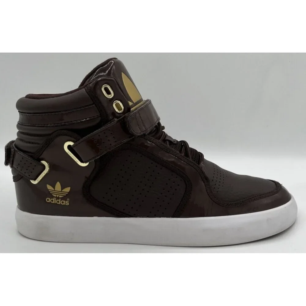 Adidas Adi-Rise Mid Men’s Size 8 Shoes Dark Brown Leather Gold Accents G20518 - Picture 6 of 12